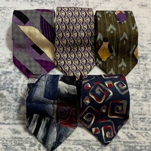 Vintage Multicolor 100% Italian Silk Patterned Ties Set